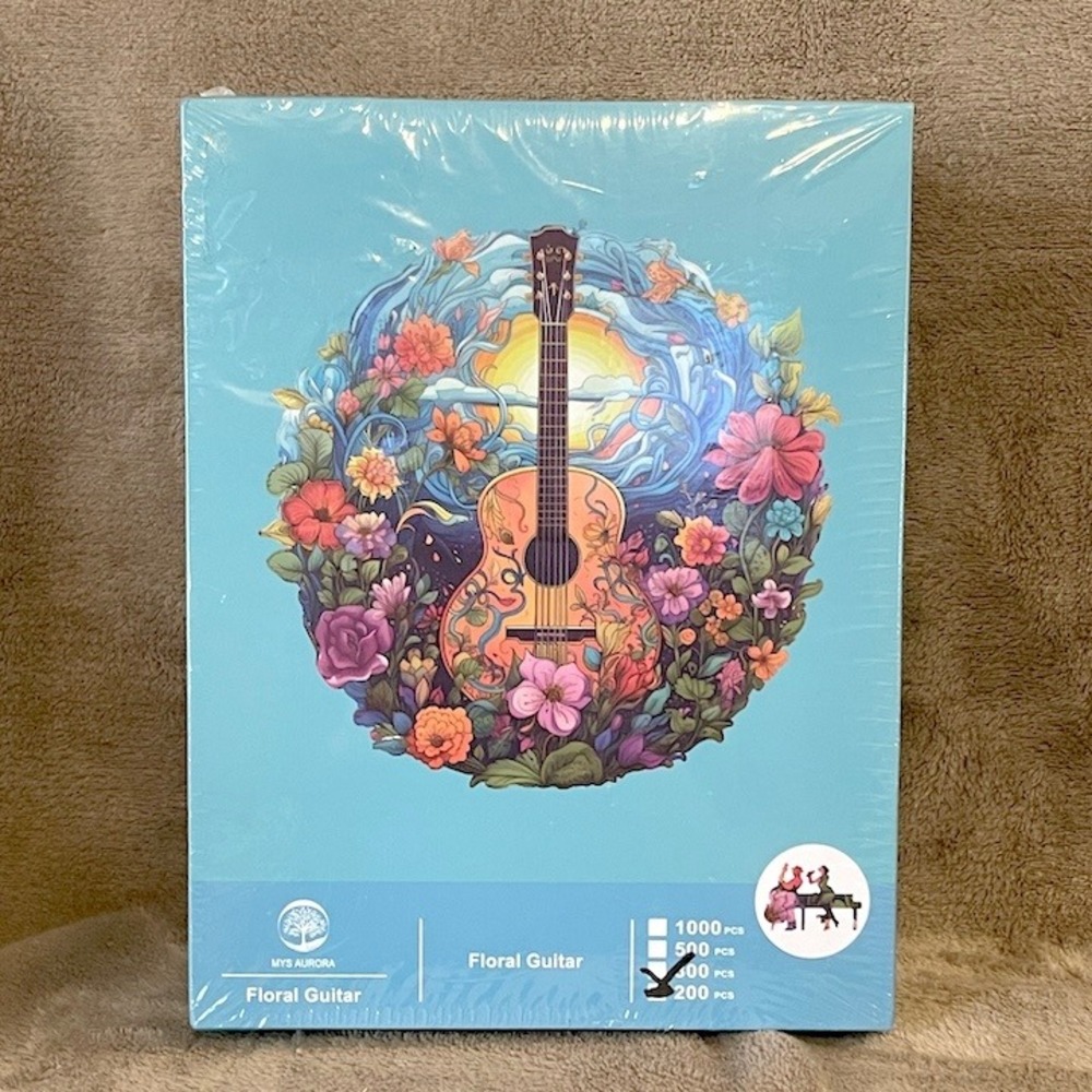 MYS AURORA Floral‎ Guitar 200 Piece Wooden Jigsaw Puzzle 1501454 New Sealed